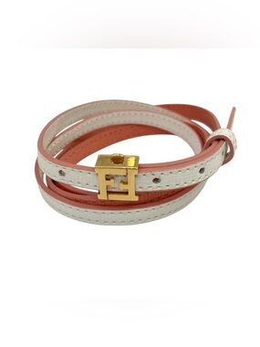 Fendi Pink and Ivory Wrap Leather Bracelet Belt